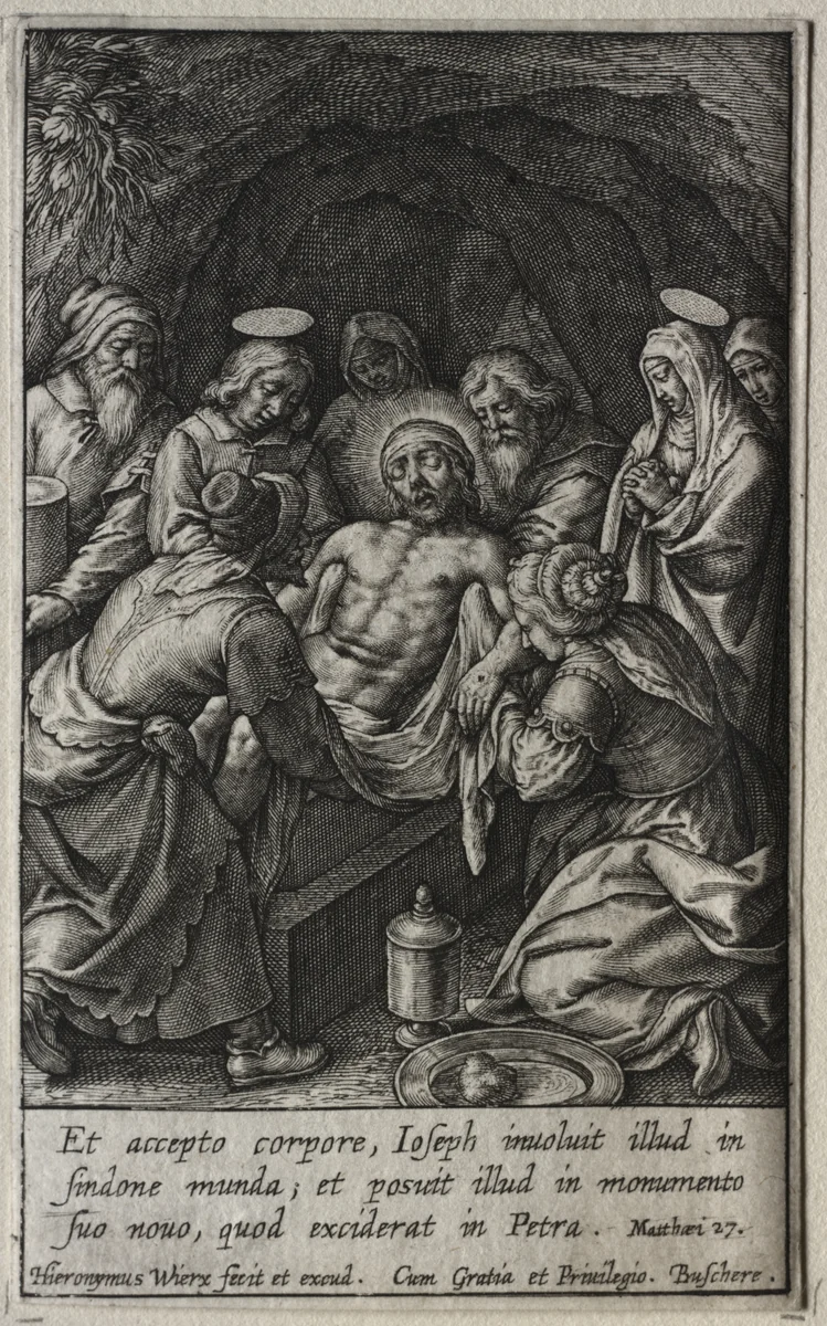 The Passion: The Entombment by Hieronymus Wierix, print, 1614-1624