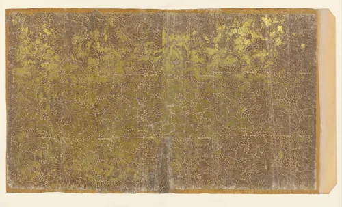 Blad met aaneengesloten bladvullend patroon van chrysanten (één van tien identieke bladen) by anonymous, other, 1850-1950