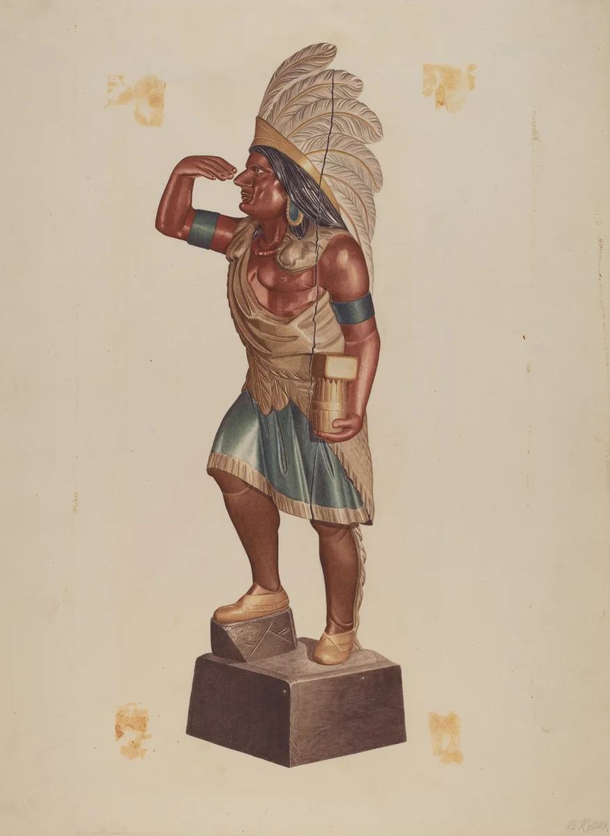 Cigar Store Indian by Albert Ryder, index of american design, 1935-1942