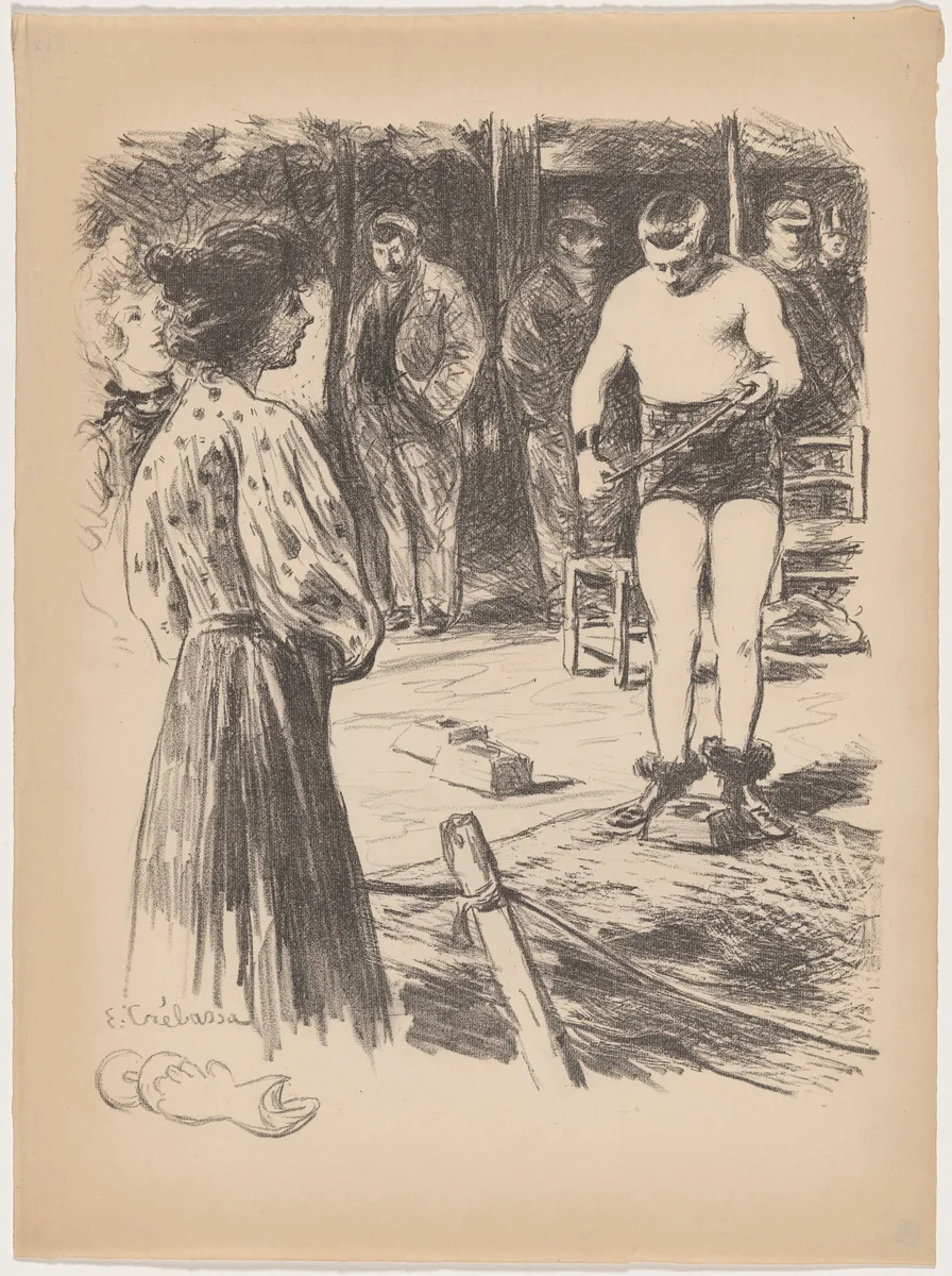 Lutteurs by Paul Edouard Crébassa, print, 1895