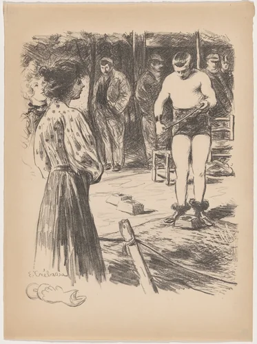 Lutteurs by Paul Edouard Crébassa, print, 1895