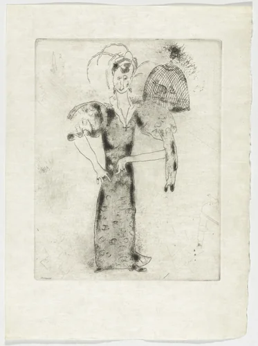 Madame Sobakévitch, plate XXXIII (supplementary suite) from Les Âmes mortes by Marc Chagall, illustrated book, 1923