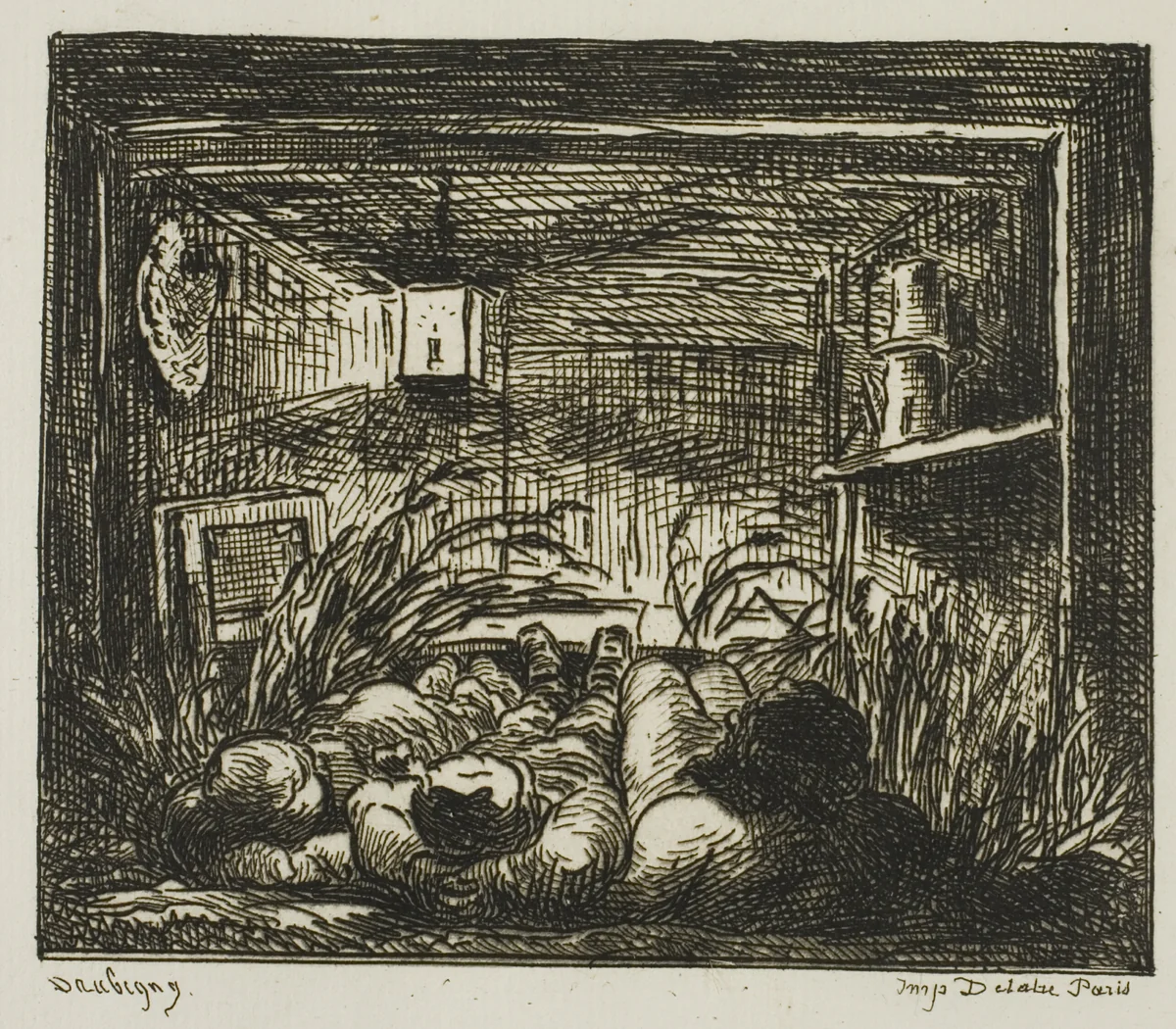 Bedding Down on the Boat (Night on the boat) by Charles-François Daubigny, print, 1861