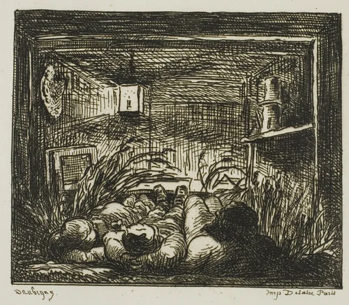 Bedding Down on the Boat (Night on the boat) by Charles-François Daubigny, print, 1861