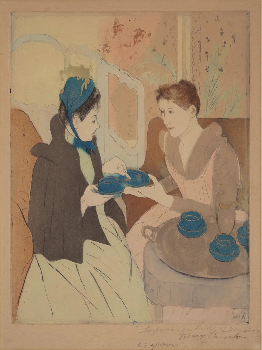 Afternoon Tea Party by Mary Cassatt, print, 1890-1891