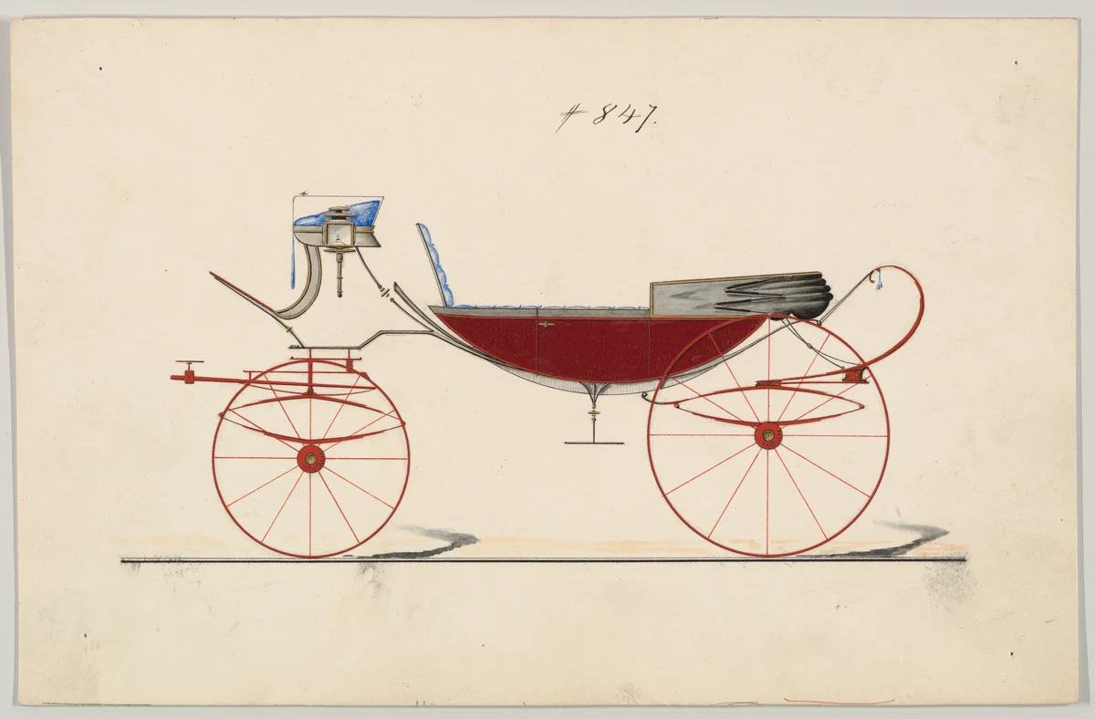 Design for Vis-à-vis/ Caleche, no. 847 by Brewster & Co., drawing, 1850-1870
