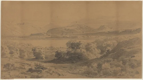 Panorama on a Mountain Lake by Stanislaus Graf von Kalckreuth, drawing, 1857