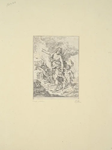 Guardian Angel by Simone Cantarini, print, 1640-1649