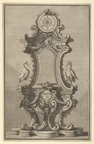 Design for a Clock, from 'Disegni Diversi' by Giovanni Giardini, print, 1714