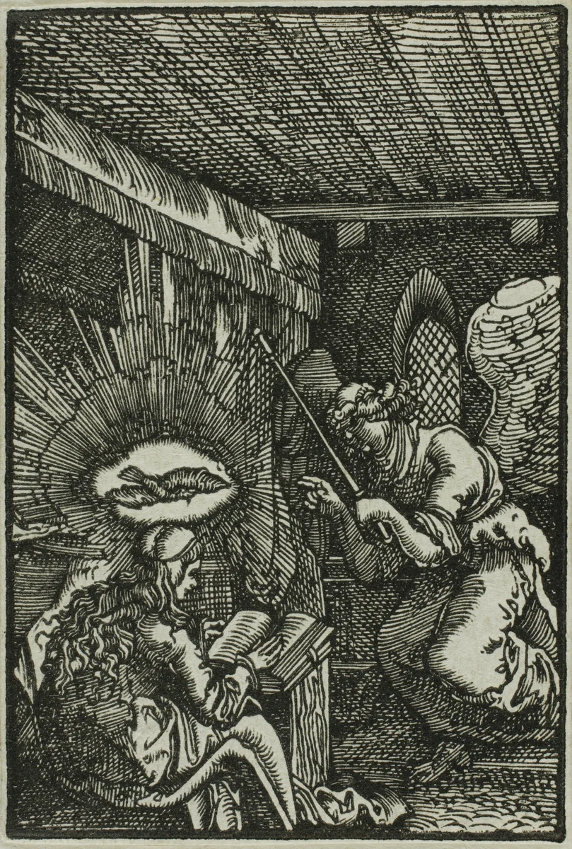 The Annunciation, from The Fall and Redemption of Man by Albrecht Altdorfer, print, 1510-1518