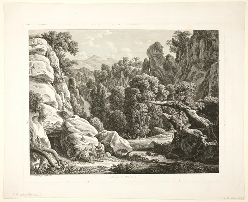 Landscape with the Temptation of Christ by Johann Christian Reinhart, print, 1799