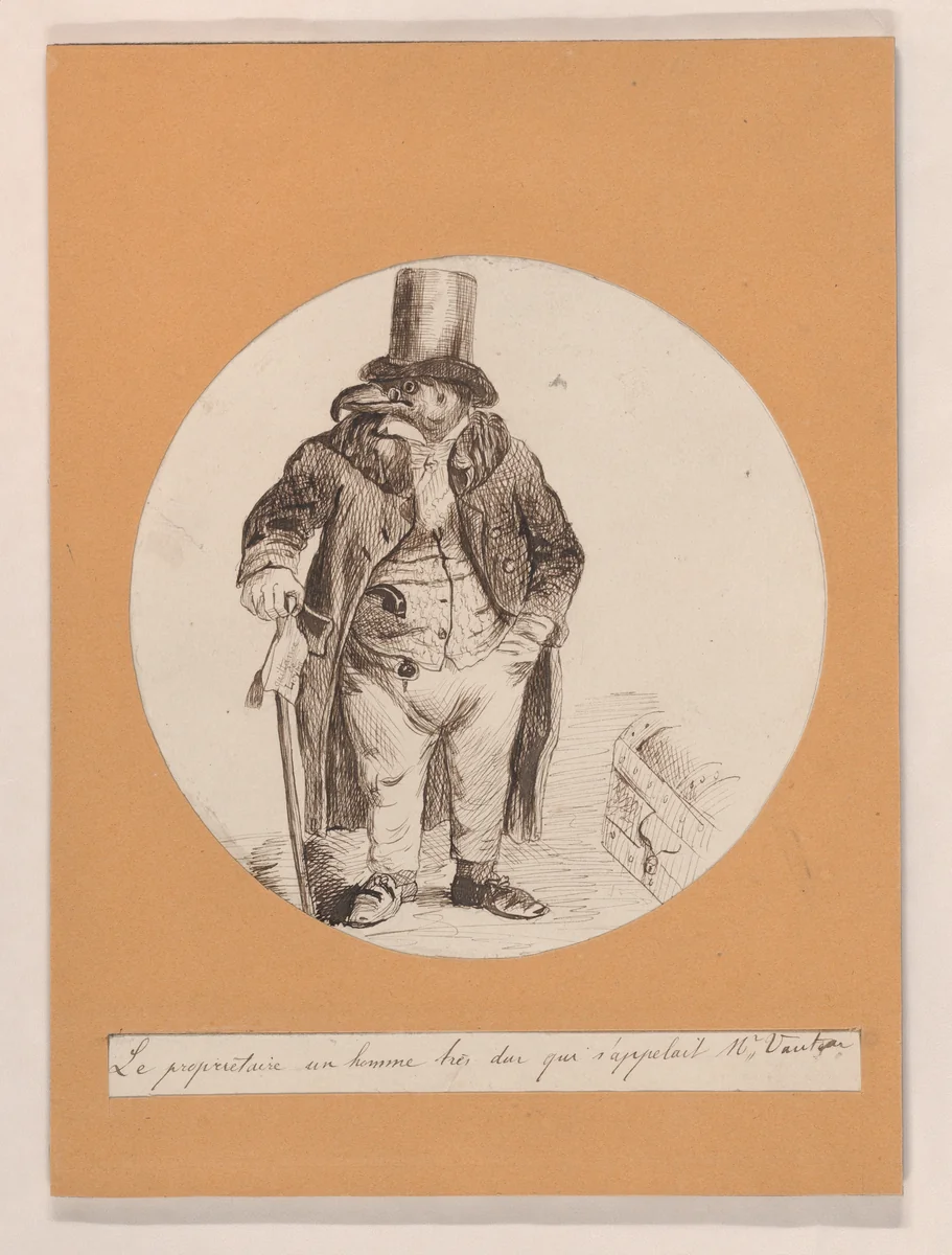 Mister Vulture by J. J. Grandville, drawing, 1840