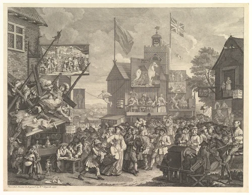 Southwark Fair by William Hogarth, print, 1734