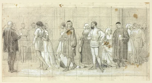 Figures in Procession by Henry Stacy Marks, drawing, 1849-1898