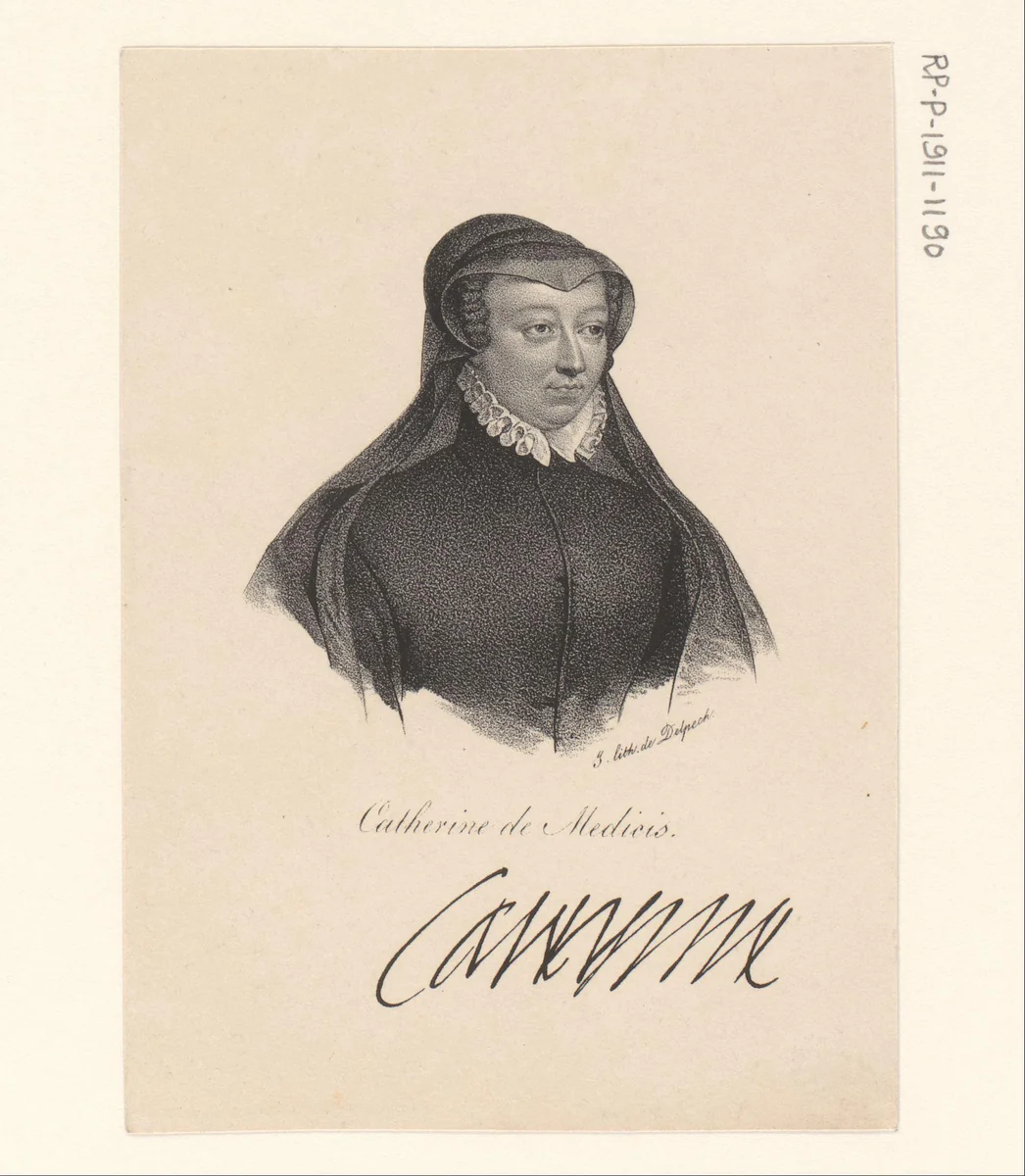 Portret van Catharina de' Medici by anonymous, print, 1818-1842