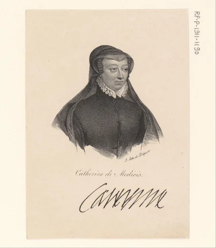 Portret van Catharina de' Medici by anonymous, print, 1818-1842