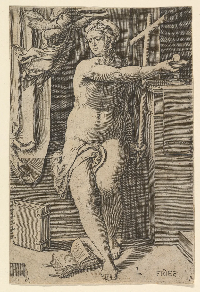 Faith (Fides), from "The Seven Virtues" by Lucas van Leyden, print, 1530