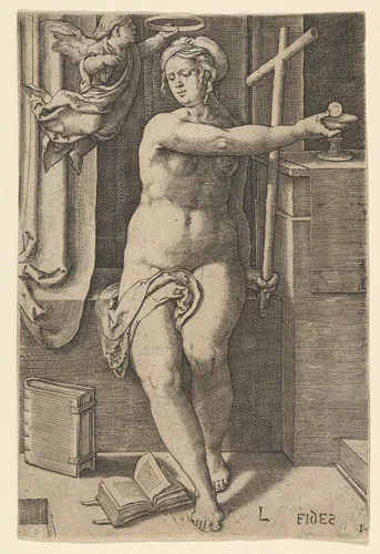 Faith (Fides), from "The Seven Virtues" by Lucas van Leyden, print, 1530