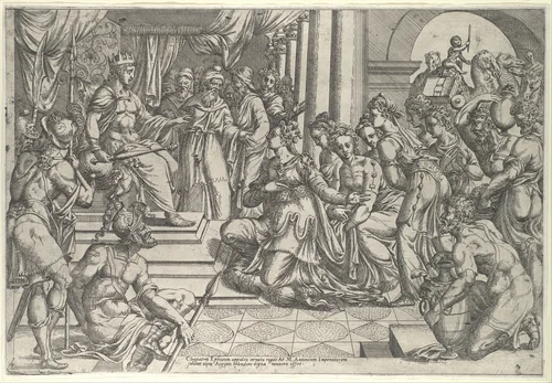 Solomon and the Queen of Sheba by anonymous, print, 1500-1599