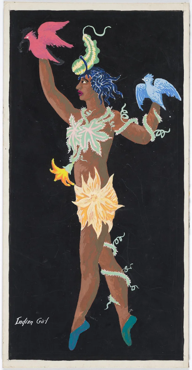 Indian Girl. Costume design for the ballet Pocahontas by Karl Free, drawing, 1936