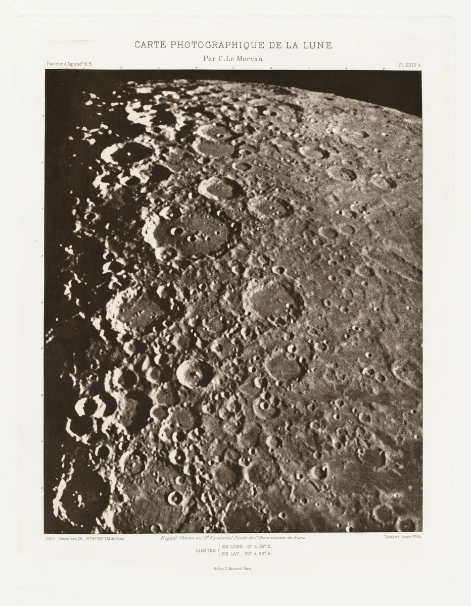 Carte photographique de la lune, planche XXIV.A (Photographic Chart of the Moon, plate XXIV.A) by Charles Le Morvan, photograph, 1907-1914
