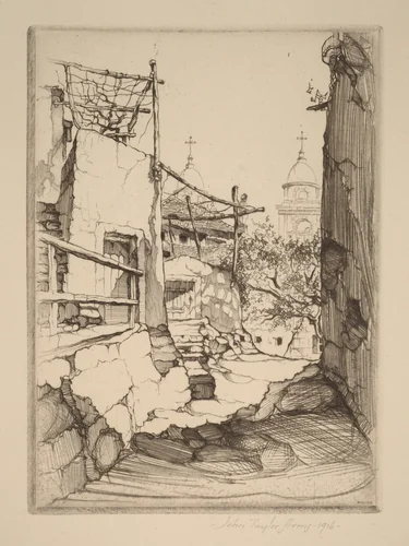 La Chiesa, Borgio by John Taylor Arms, print, 1926