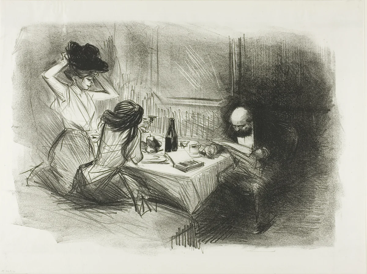 The Private Dining Room, Fifth Plate by Jean-Louis Forain, print, 1888-1898