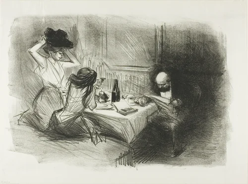 The Private Dining Room, Fifth Plate by Jean-Louis Forain, print, 1888-1898
