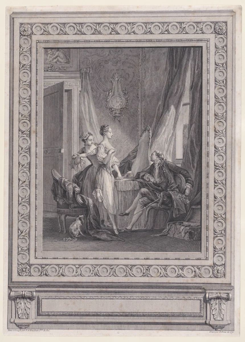 La Toilette by Pierre-Antoine Baudouin, print, 1771