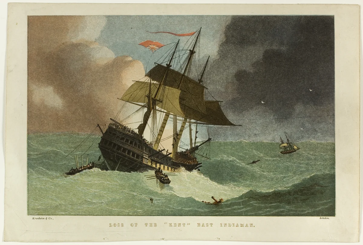 Loss of the Kent, East Indiaman by Kronheim & Company, print, 1801-1900