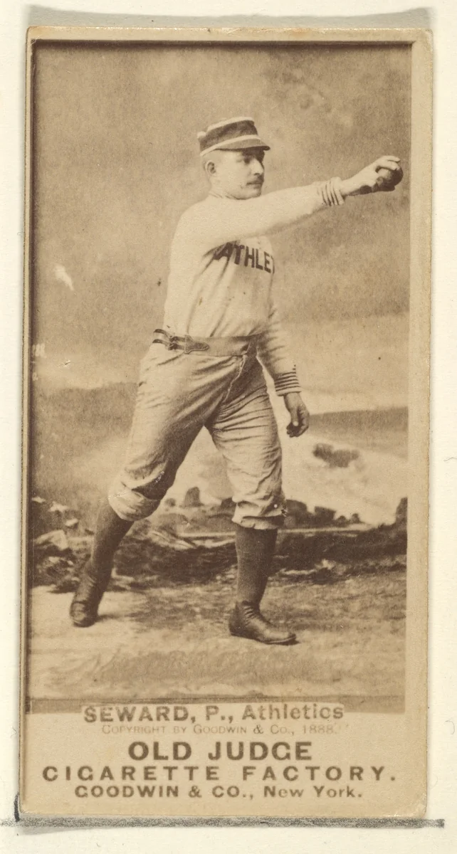 Seward, Pitcher, Philadelphia Athletics, from the Old Judge series (N172) for Old Judge Cigarettes by Goodwin & Company, photograph, 1888