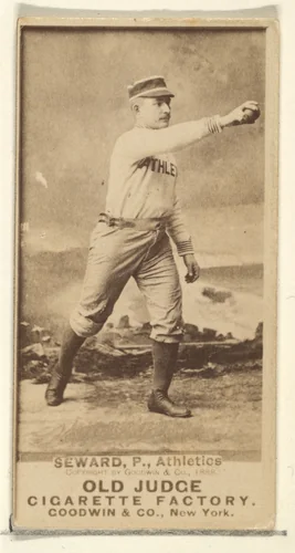 Seward, Pitcher, Philadelphia Athletics, from the Old Judge series (N172) for Old Judge Cigarettes by Goodwin & Company, photograph, 1888