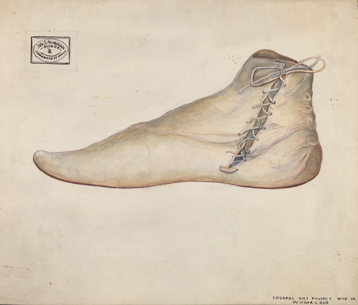 Wedding Shoe by Edna Crenshaw Rex, index of american design, 1937