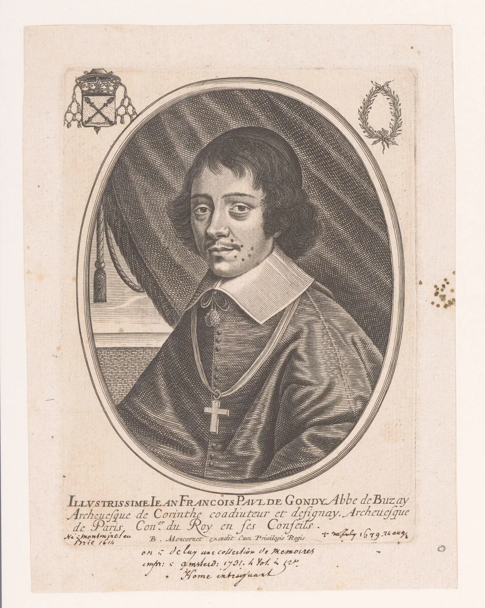 Portret van Jean-François Paul de Gondi by anonymous, print, 1644-1668