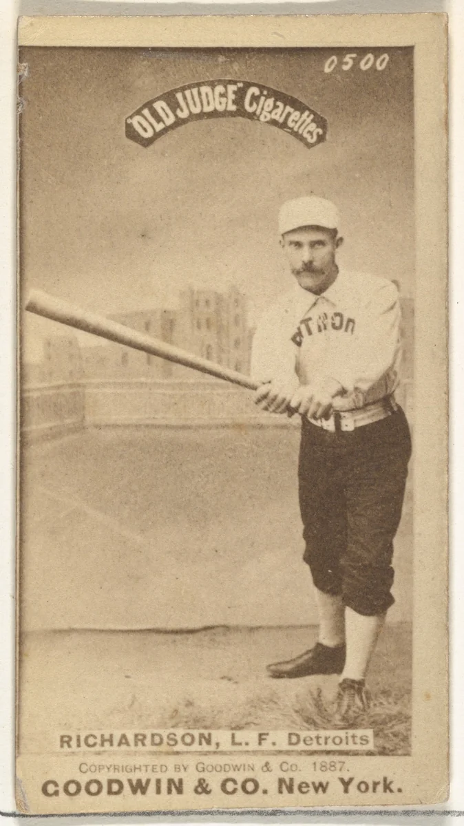 Abram Harding "Hardy" Richardson, Left Field, Detroit Wolverines, from the Old Judge series (N172) for Old Judge Cigarettes by Goodwin & Company, photograph, 1887