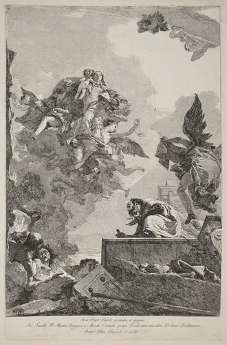The Madonna del Carmelo Appearing to Saint Simon Stock by Giovanni Domenico Tiepolo
Giovanni Battista Tiepolo, print, 1759
