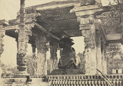 Great Pagoda, Great Bull, Front View, Tanjore, India (Rajarajeshvara Temple), plate 12 from Photographic Views of Tanjore and Trivady (Madras: Madras Presidency) by Captain Linnaeus Tripe, photograph, 1857