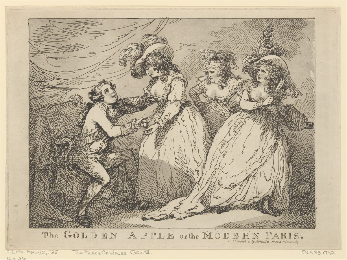 The Golden Apple, or the Modern Paris by Thomas Rowlandson, print, 1785