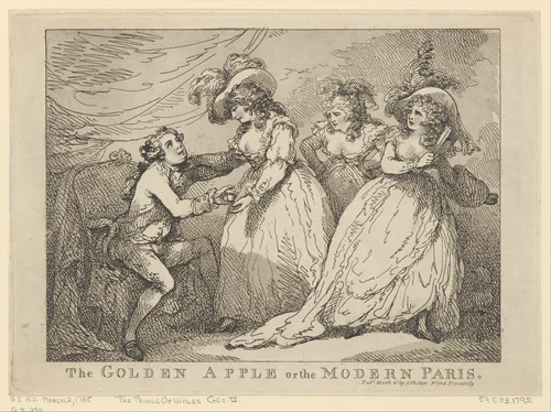 The Golden Apple, or the Modern Paris by Thomas Rowlandson, print, 1785