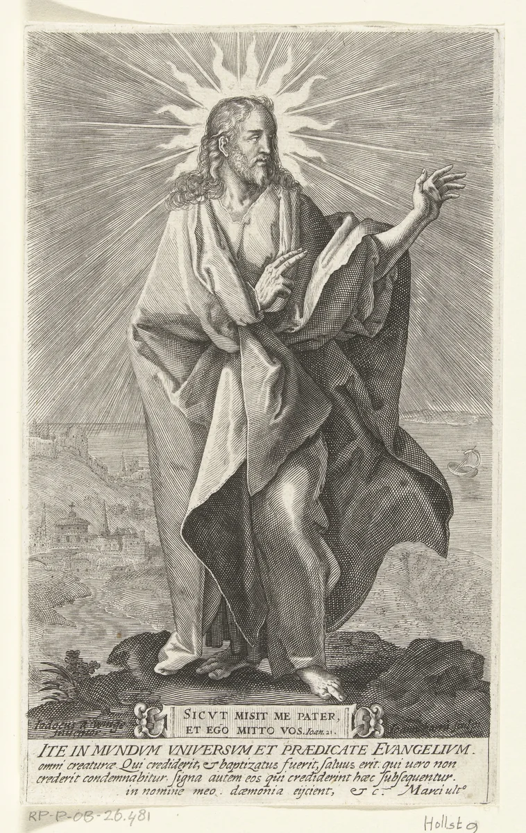 Christus maakt zegenend gebaar by Unknown, print, 1591-1629