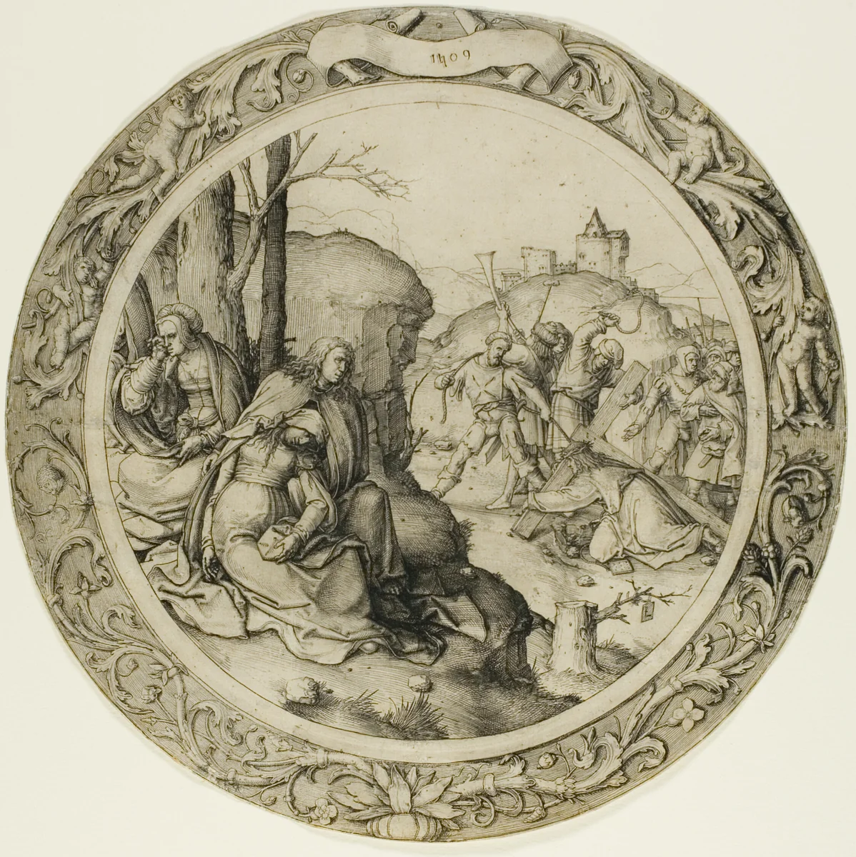 The Round Passion: Christ Carrying the Cross by Lucas van Leyden, print, 1509