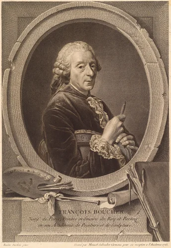 François Boucher by Manuel Salvador Carmona; Alexandre Roslin, print, 1761