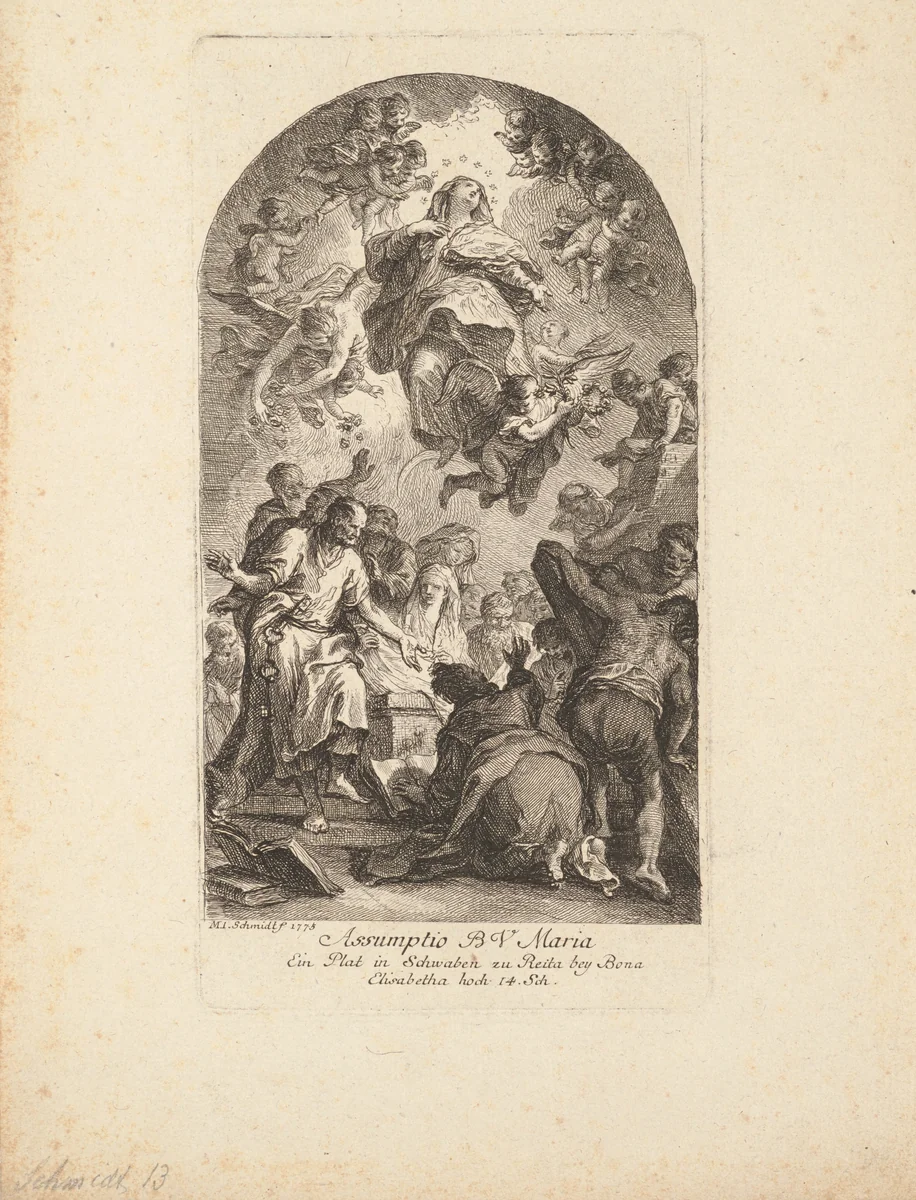 Assumption of the Virgin by Martin Johann Schmidt, print, 1775