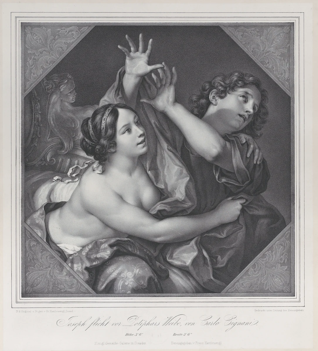 Joseph and Potiphar's wife by Franz Seraph Hanfstaengl, print, 1837