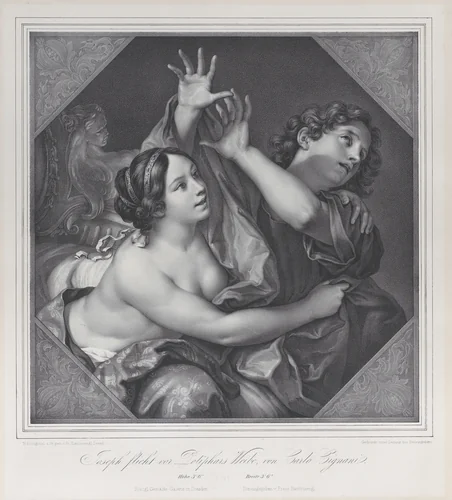 Joseph and Potiphar's wife by Franz Seraph Hanfstaengl, print, 1837
