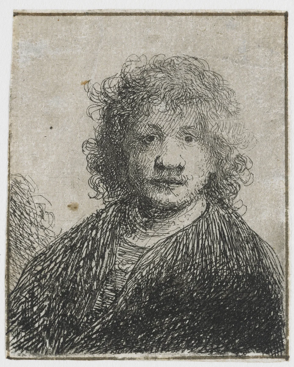 Self-portrait with a Broad Nose by Rembrandt van Rijn, print, 1628