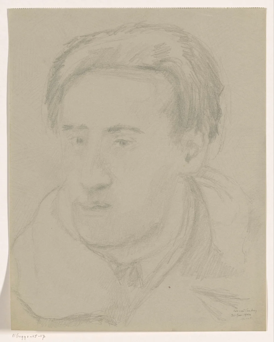 Zelfportret: B-1-1, 30 januari by Cor van Teeseling, drawing, 1942