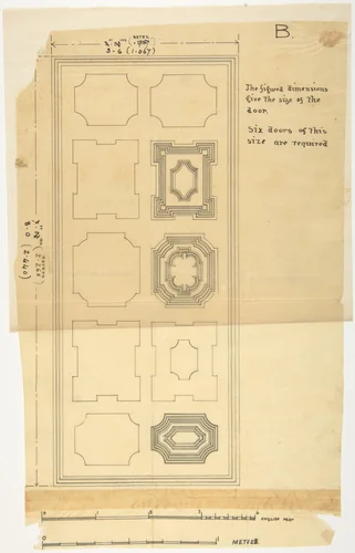 Design for a Door by anonymous, drawing, 1800-1900