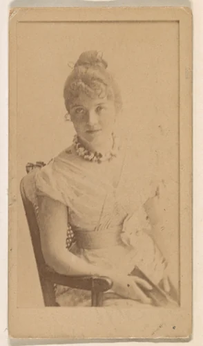 Seated actress, from the Actresses series (N245) issued by Kinney Brothers to promote Sweet Caporal Cigarettes by Kinney Brothers Tobacco Company, photograph, 1890