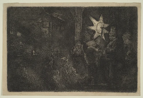 The Star of Kings: A Night Piece by Rembrandt van Rijn, print, 1646-1656